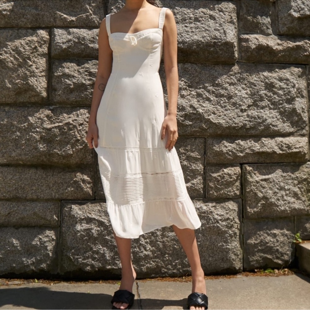Reformation Cream Midi Dress